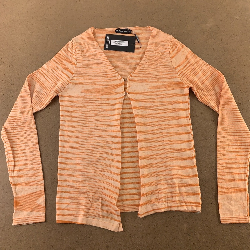 Pretty Little Thing Women's Medium Peach Space Dye Knit Hook & Eye Cardigan NWT